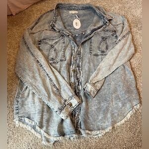 Oli and Hali Denim oversized shacket.